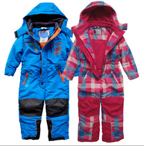 Childrens German boy girl one-piece ski suit windproof waterproof thickened warm fleece padded cotton stormtrooper winter