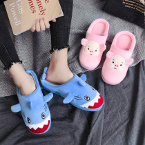 Winter cotton slippers couple indoor mens bag heel velvet thick bottom warm womens moon shoes non-slip parent-child shoes
