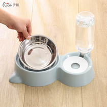 Yili dog cat bowl double bowl automatic drinking water food basin dog bowl cat water bowl anti-knock rice basin pet supplies