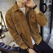 Tide brand autumn corduroy jacket men handsome plus size coat Korean fat top 2021 New