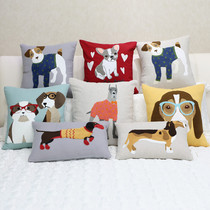 Foreign trade export tail single embroidered cushion Embroidered pillow with core sofa Car bedroom cushion set American dog