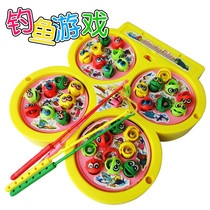 Childrens fishing toy magnetic electric fishing disc music Diaoyutai fish pond 32 fish rods 1-2-3 years old and a half