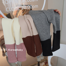 Color plus velvet leggings Korean baby childrens clothing 2021 autumn and winter men and womens childrens baby cotton slim-fit trousers