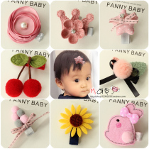 Korean fabric pastoral childrens hairpin headdress female baby Baby hairpin Princess bow All-inclusive cloth bangs clip