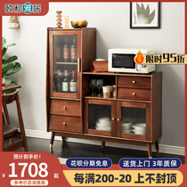 Solid wood dining side cabinet minimalist modern home cupboard leaning against wall microwave oven Oven Cabinet Multifunction cupboard Cupboard Kitchen Cabinet