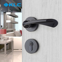 KLC zinc alloy door lock interior bedroom room lock simple black split lock wooden door handle real silent door lock