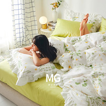 Korean cotton four-piece girl heart ruffle quilt cover hipster princess style bed sheets three-piece bedding