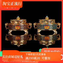 Alloy copper enamel color incense burner Household indoor tea ceremony Creative eight auspicious ornaments fragrant yellow furnace incense box large