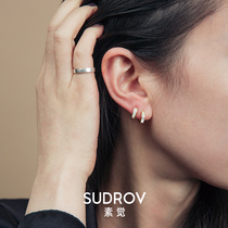 Pure silver earrings new simple silver earrings female temperament Korean personality versatile cold wind earrings ear nails