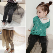 Girls foreign-style mesh skirt childrens leggings skirt spring and autumn new pants fake two pieces 8669