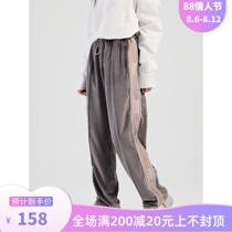 MOCBIRD MOCBIRD string label casual velvet trousers menS AND WOMENS loose couple street sweatpants