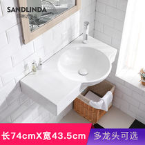 Balcony bathroom ceramic large hanging basin hanging wall type one face wash basin wash basin wash table small apartment