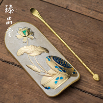Cloisonne tea set alloy tea set accessories with tea spoon tea shovel teaspoon simple creative tea dial tea Kei tea lotus