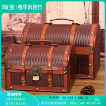 Large number wooded retro antique code storage box with lock finishing and containing box Wooden Box collection props Baise Box