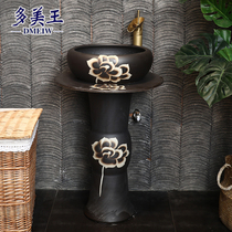 Garden column washbasin Bathroom Ceramic washbasin Integrated floor-to-ceiling Outdoor balcony Garden pool basin