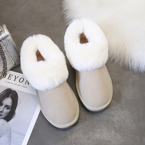 Snow boots Womens 2021 new fashion short tube a pedal cotton shoes womens winter womens shoes plus velvet warm Net red short boots