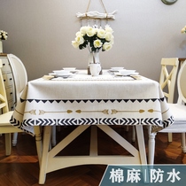 Fabric waterproof and oil-proof tablecloth tablecloth tablecloth tablecloth coffee table simple cotton and linen rectangular home Nordic Black Yellow