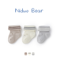 Nido bear spring and autumn thin cotton baby socks 0-6-12 months loose mouth children baby socks newborn 0-1 years old