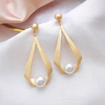 925 silver needle drop pearl earrings female 2020 New Tide long earrings personality retro simple stud earrings