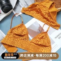 Xiaofen ultra-thin bra big chest small translucent without steel ring sexy thin lace triangle cup underwear women Summer