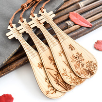 Mid-Autumn Festival exquisite ancient style bamboo bookmarks Classical Chinese style plum orchrysanthemum zither guqin Ruan ancient musical instrument tassel bookmarks exquisite gifts students send girls souvenirs