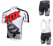2016 white cycling clothing FOX mens and womens cycling clothing summer cycling clothing short-sleeved suit strap cycling pants roller skating
