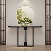 New Chinese style entrance table Entrance table wall side narrow table strip Retro zen solid wood entrance cabinet Entrance table soft installation