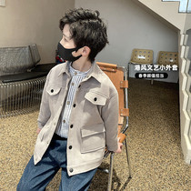 Boy coat spring autumn 2022 new CUHK child labor jacket loose children Korean version blouses child clothing foreign air tide