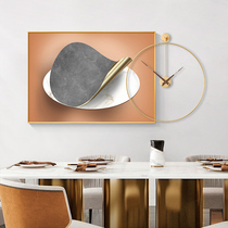 Light luxury restaurant electric meter box decorative painting with wall clock combination atmospheric geometric shielding box hanging painting creative push-pull painting