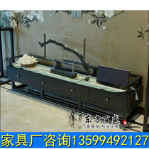 New Chinese solid wood storage TV cabinet modern villa model room Zen video listening cabinet hotel sales office TV cabinet