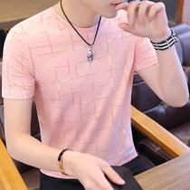 Fugui Bird 2021 Summer New Men's Short Sleeve T-Shirt Trend Ice Silk Half Sleeve Men's Korean Slim Plaid Jacket