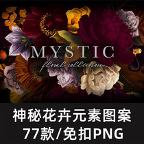 Mysterious retro rose flower letters Matthew PNG pattern Clippers hand poster PS material