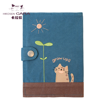 HIKOSEN caramel cat cotton small book cover cute original canvas Japanese student identification set dust cover
