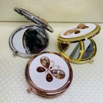 Russian boutique portable makeup mirror purple gold silver butterfly folding double-sided small mirror breathless portable