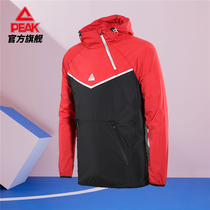 Peak windbreaker men's 2022 spring men's semi-open chest sports hooded jacket casual windproof jacket men's clothing