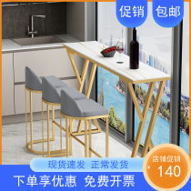 Creative Rock Plate Marble Bar Table Milk Tea Shop Table And Chairs Combination Light Extravagant Balcony Home Leaning Against Wall Strip High Foot Table