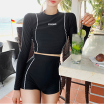 Vanligablack long-sleeved sunscreen split swimsuit High waist boxer slim wetsuit female surf jellyfish suit
