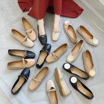 Single shoes womens 2020 spring shallow flat-bottomed wild fairy summer scoop shoes gentle wind late night Doudou milk milk tide shoes