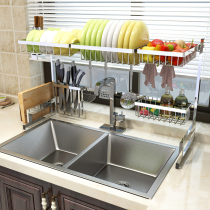 304 stainless steel multifunctional rack second floor sink drain bowl rack dish storage rack kitchen rack