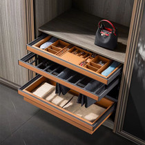 Cloakroom pulling blue wardrobe Contained Vines Basket Damping Push-and-pull Storage Drawer Leather Metal Clothing Basket Multifunction