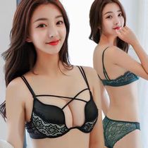 Sexy underwear summer women's thin push up large crossover beauty back hollow pure desire bra set confusing