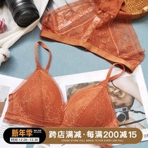 Xiaofen no steel rims no steel sexy thin cup thin cup comfortable bra set lace breathable underwear summer