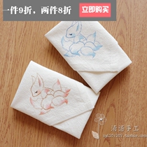Ancient style sweat-wiping handkerchief custom ancient Chinese style handkerchief lady square towel sweat-absorbing portable hand-painted cotton nine-tailed fox