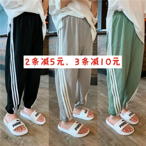 Boy anti mosquito pants thin summer 2019 new childrens clothing loose foreign style sports leisure ice silk trousers