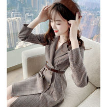Elegant Zhixinzi suit dress Early autumn temperament retro high waist slim-fitting double-breasted temperament socialite spring outfit