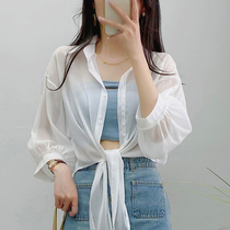 Summer Joker sunscreen clothes cardigan thin 2021 new female Korean version of loose air conditioning chiffon shirt