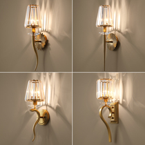 Nordic postmodern minimalist crystal wall lamp creative living room background wall staircase bedroom bedside light luxury American wall lamp