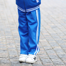 Blue school clothes pants two bars Spring and autumn junior high school students school uniforms trousers white boys and girls high school students summer clothes
