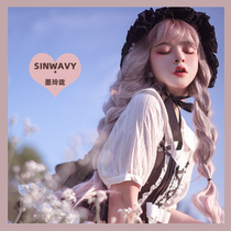 Swann Family-Vintage gentle brown powder gradient lolita Wig Dyed Water Ripple Long curly hair -) Ink exquisite)