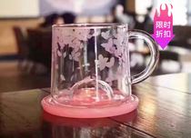 Starbucks Mark Cup Cherry Blossom Fly Dance Glass Cup Romantic Cherry Blossom Water Bottle Cherry Blossom Rain Silicone Cover Water Bottle Night Cherry